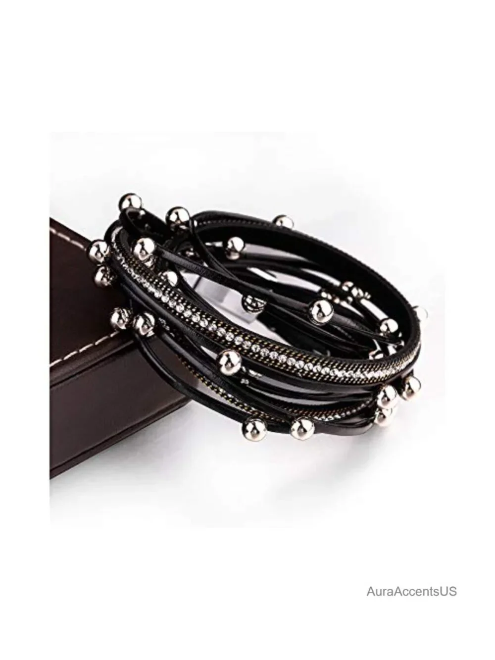 Faux Leather Wrap Bracelet for Women Boho Western Layered Jewelry